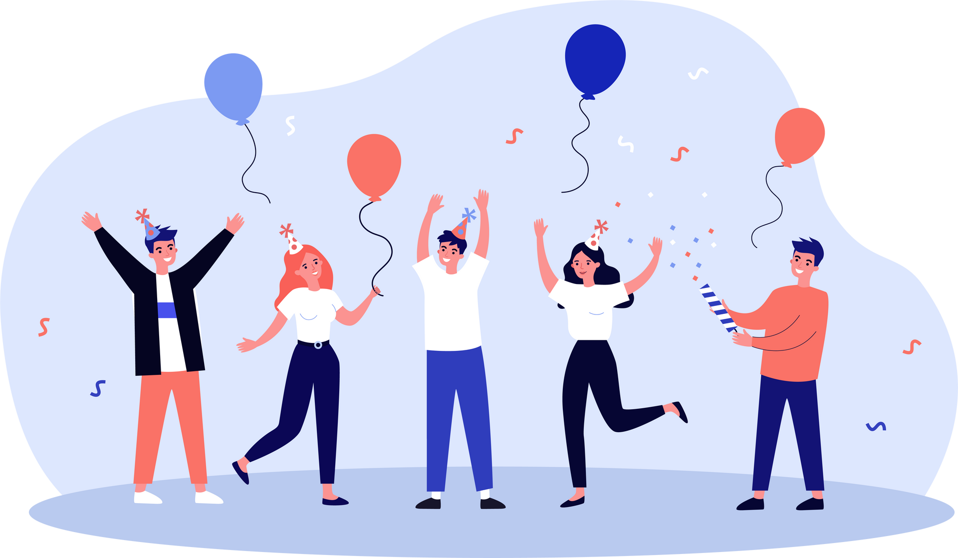 Birthday party - Salinas, CA - Gonzalez & Associates Insurance Services, Inc. People celebrating with balloons, party hats, and confetti; festive atmosphere.