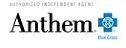 Anthem Blue Cross logo. Text reads “Authorized Independent Agent Anthem Blue Cross.” Blue cross symbol on right.