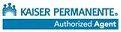 Kaiser Permanente authorized agent logo with text on blue.