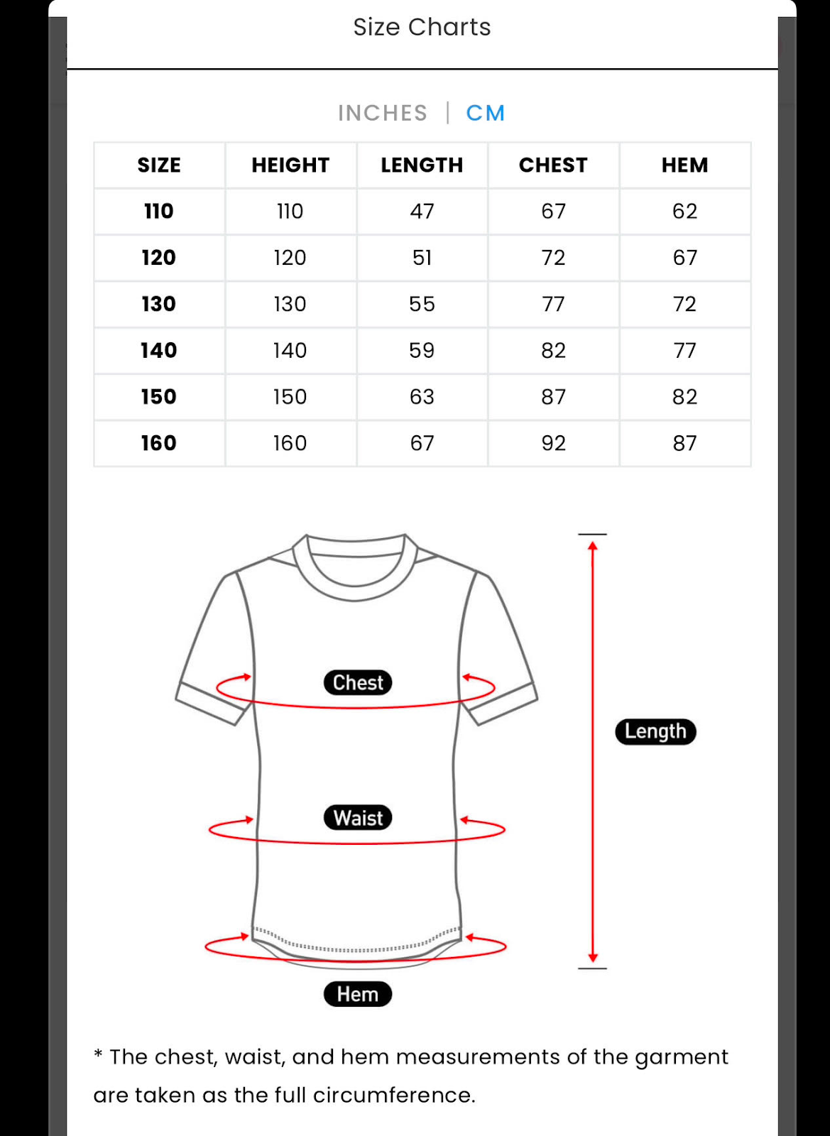 Size Chart for Boise School of Soccer