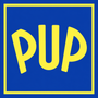 Yellow “PUP” text on a blue square with a yellow border