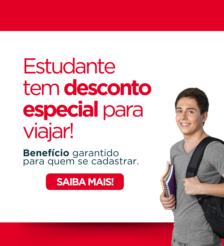 Banner destacando que estudantes tem desconto especial para viajar com a Santa Cruz