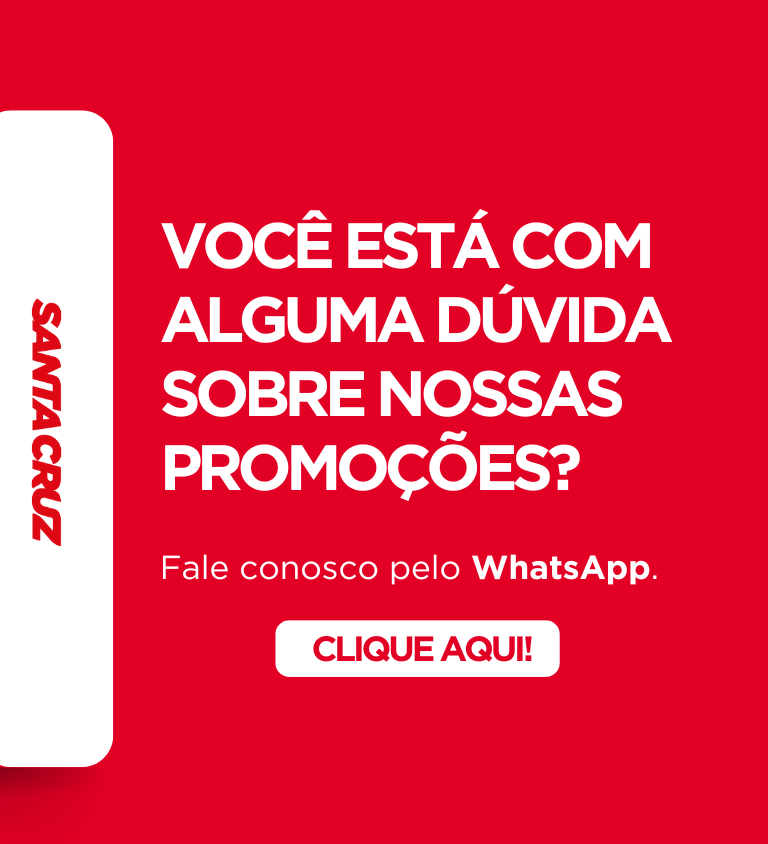 Banner indicando que em caso de dúvidas sobre as promoções, é possível entrar em contato pelo WhatsApp
