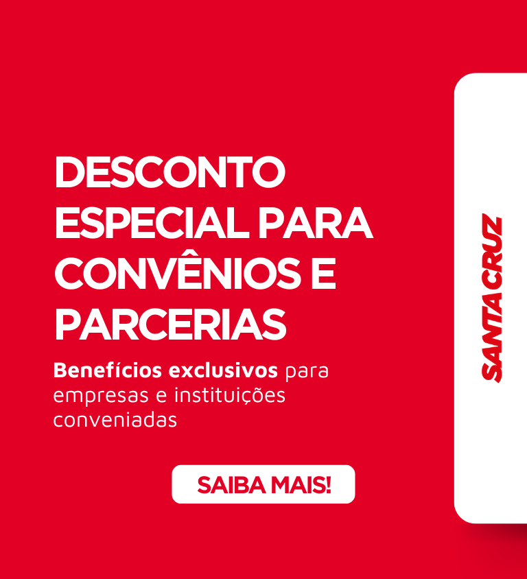 Banner destacando que há descontos especiais para parceiros e conveniados da Santa Cruz