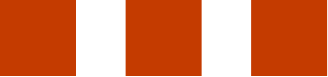 Three orange vertical rectangles separated by white spaces on a white background