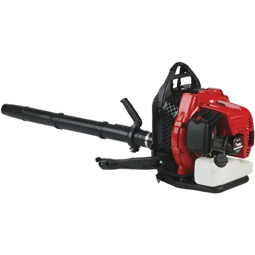 Red backpack leaf blower with black nozzle on a white background
