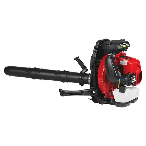 Red and black leaf blower with a long black nozzle on a white background