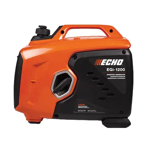 Orange and black ECHO EGI-1200 portable generator on a white background