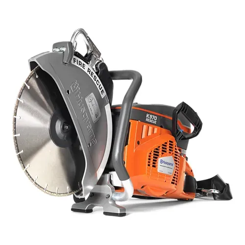 Orange and gray K095 fire rescue rescue saw with large circular blade