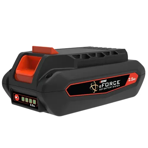 Black and orange eFORCE 2.5Ah cordless battery pack on a white background