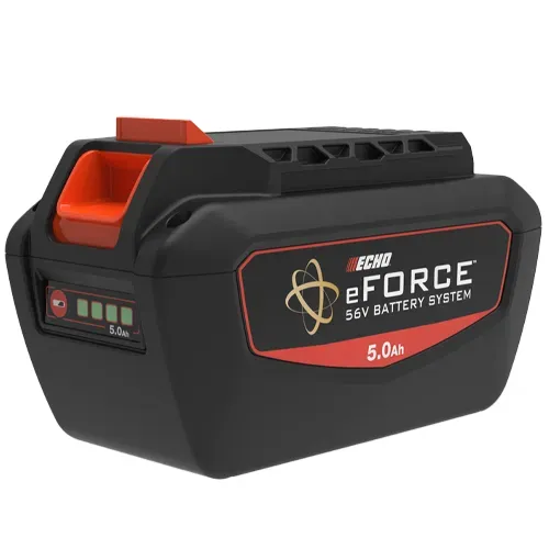 Black Echo eFORCE 56V battery pack with orange handle and 5.0Ah label