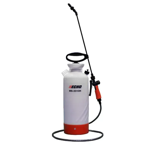 White ECHO backpack sprayer with black hose and red wand, shown on a plain background