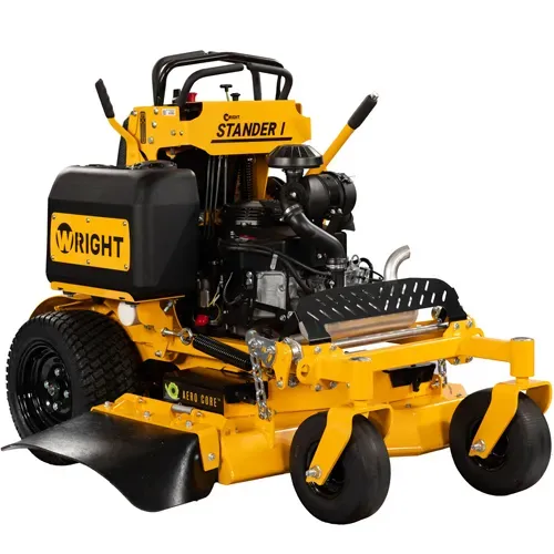 Yellow Wright Standard zero-turn riding lawn mower on white background