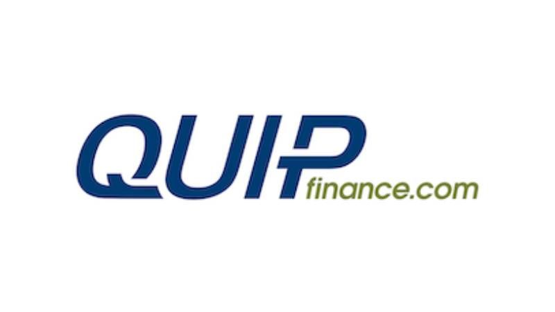 Quipfinance.com logo in blue and gold text on a white background