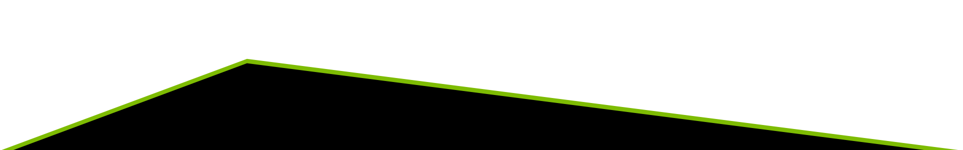 Black angular shape on a white background, resembling a slanted roof or hill silhouette