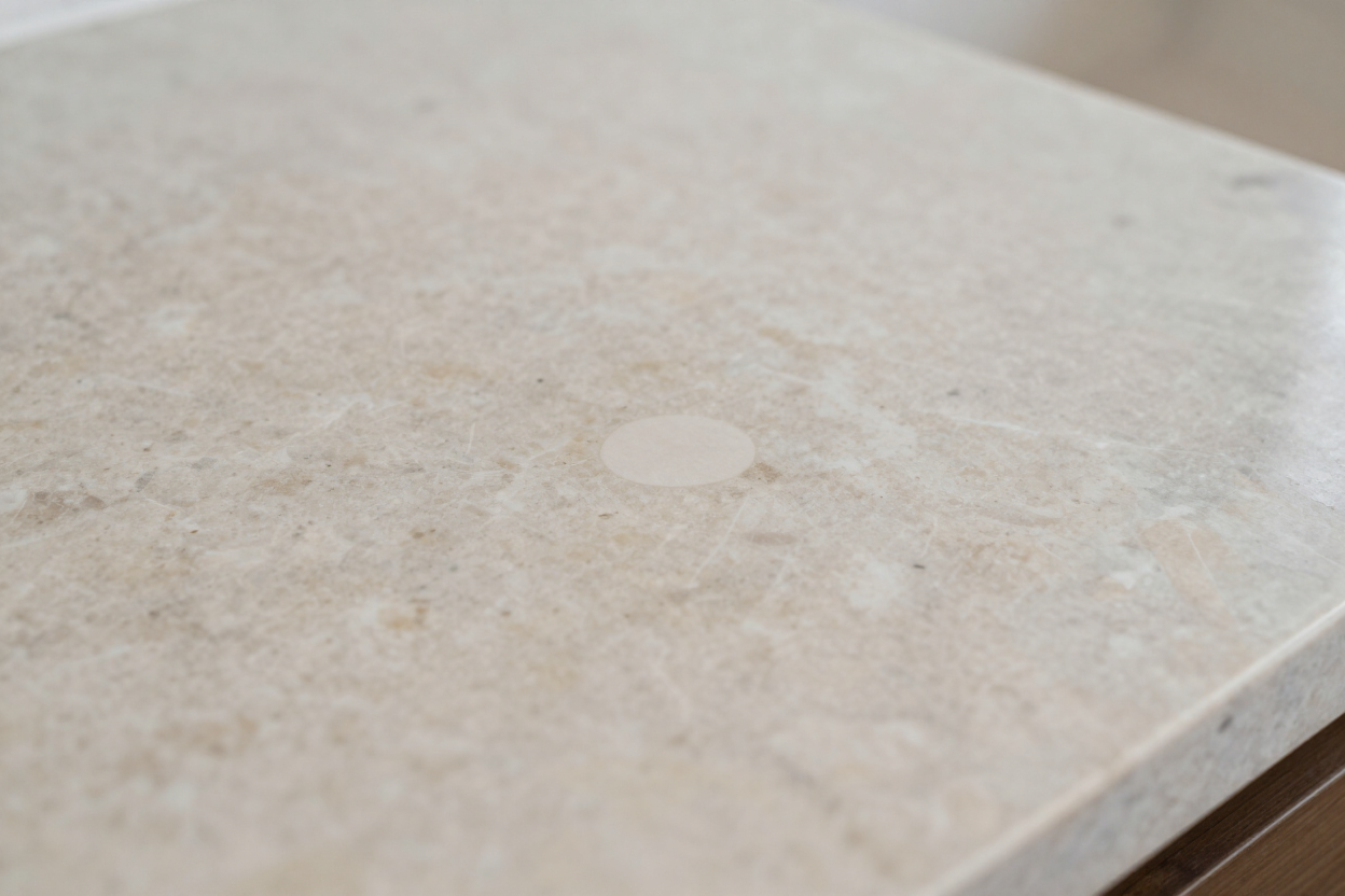Dull spot on a quartzite countertop