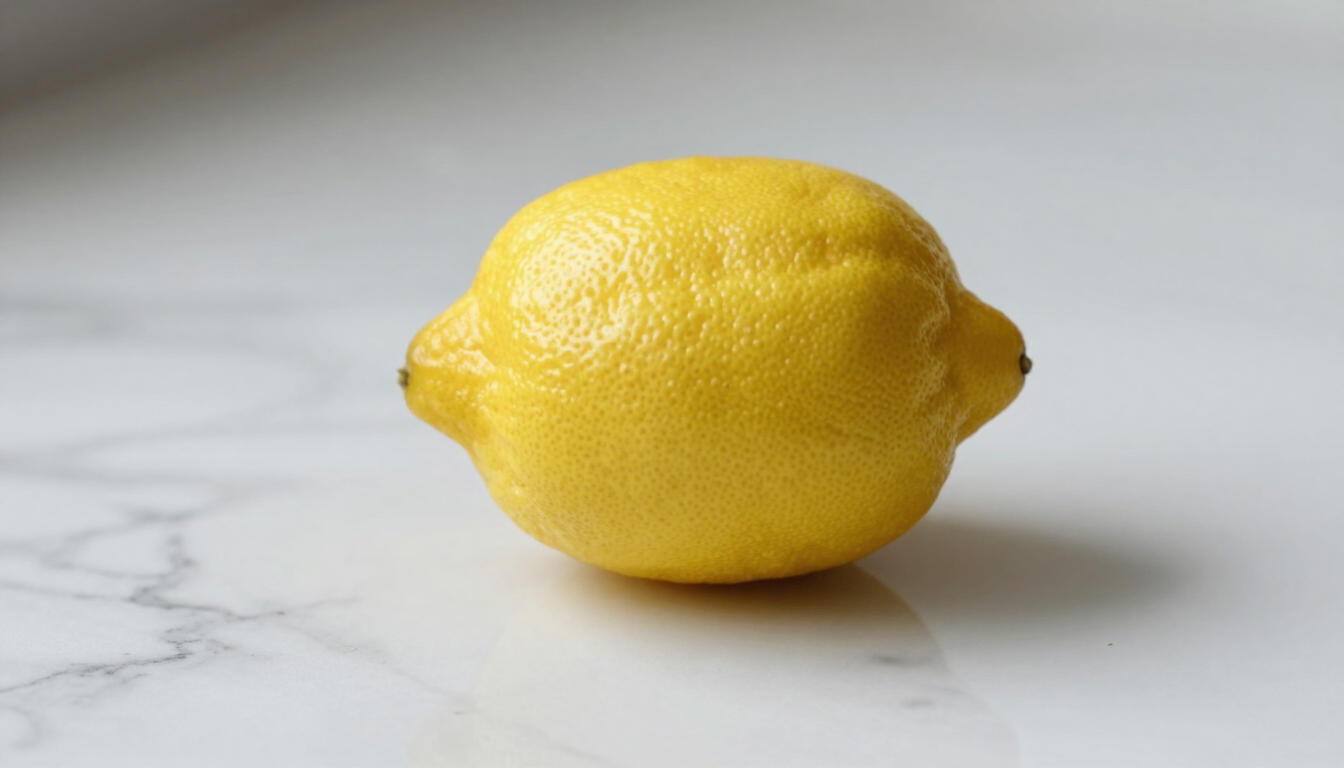 Lemon on a marble countertop close up