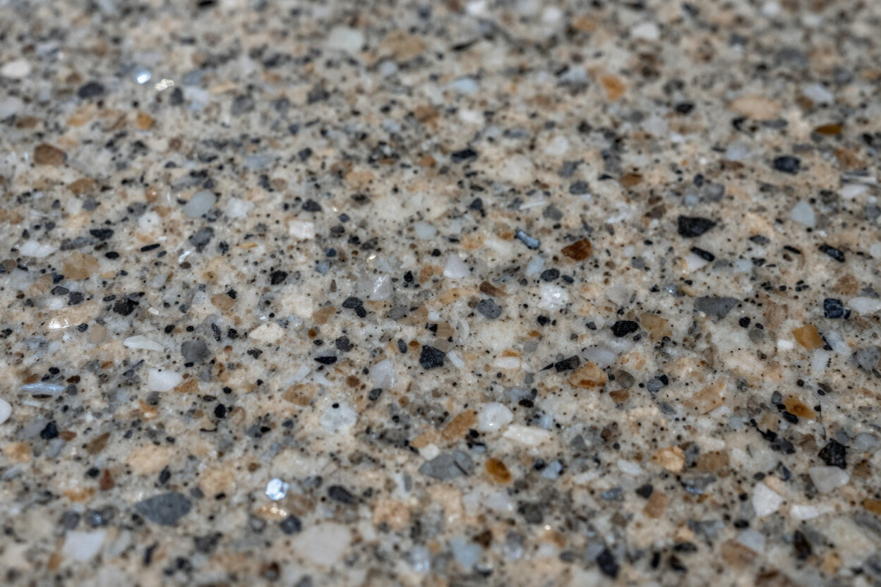 Granite countertop with speckled pattern close up