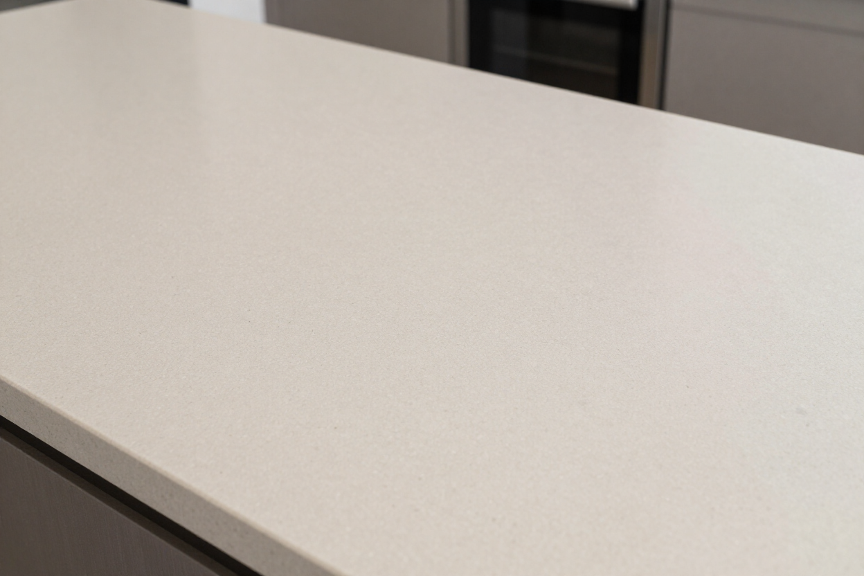 Engineered quartz countertop with uniform pattern