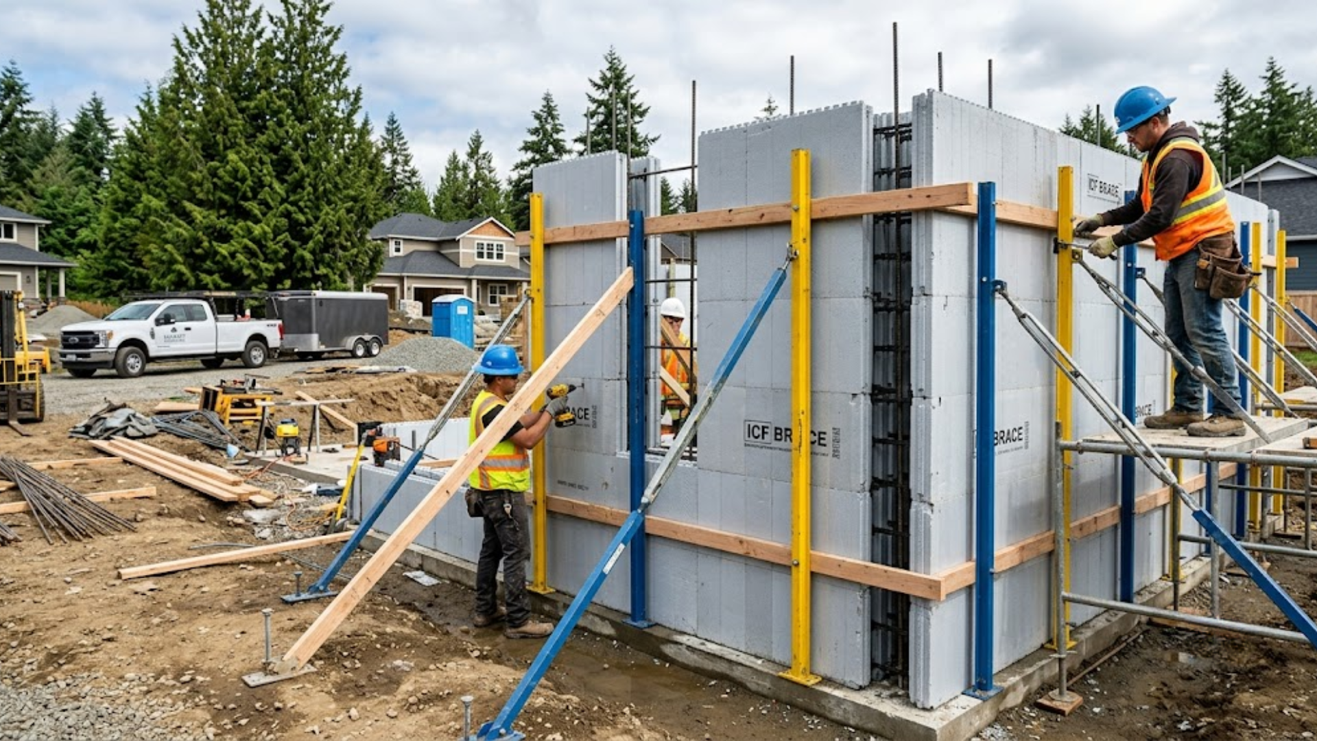 energy efficient ICF walls under construction in Everett WA
