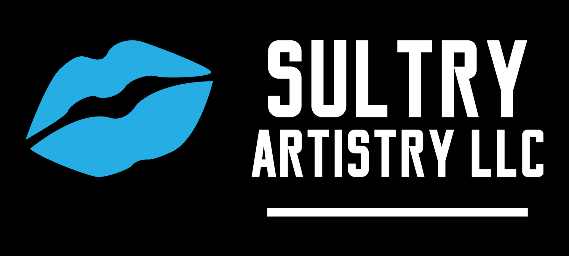 Logo: blue lips, white text "Sultry Artistry LLC" on black background.