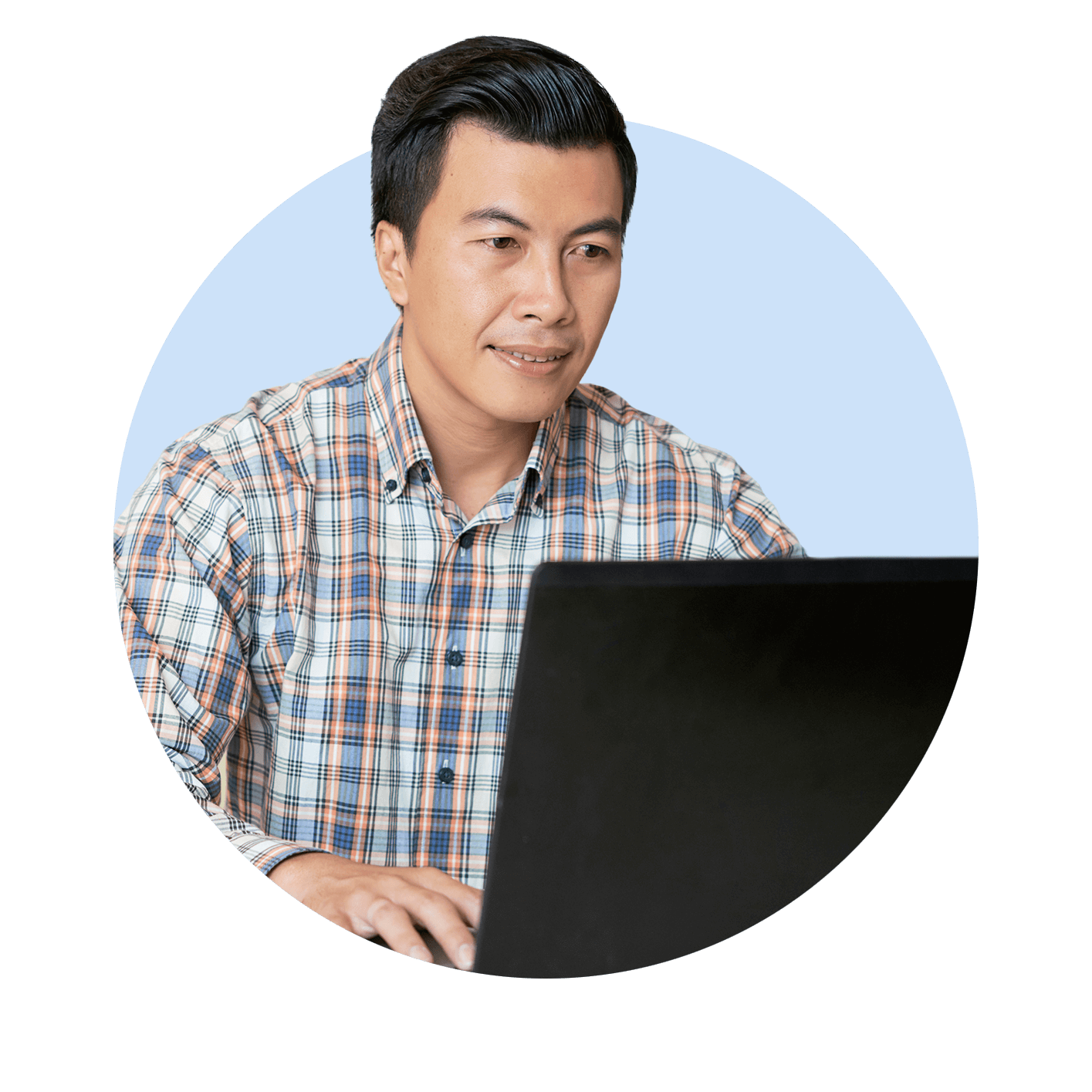 Male health professional on laptop