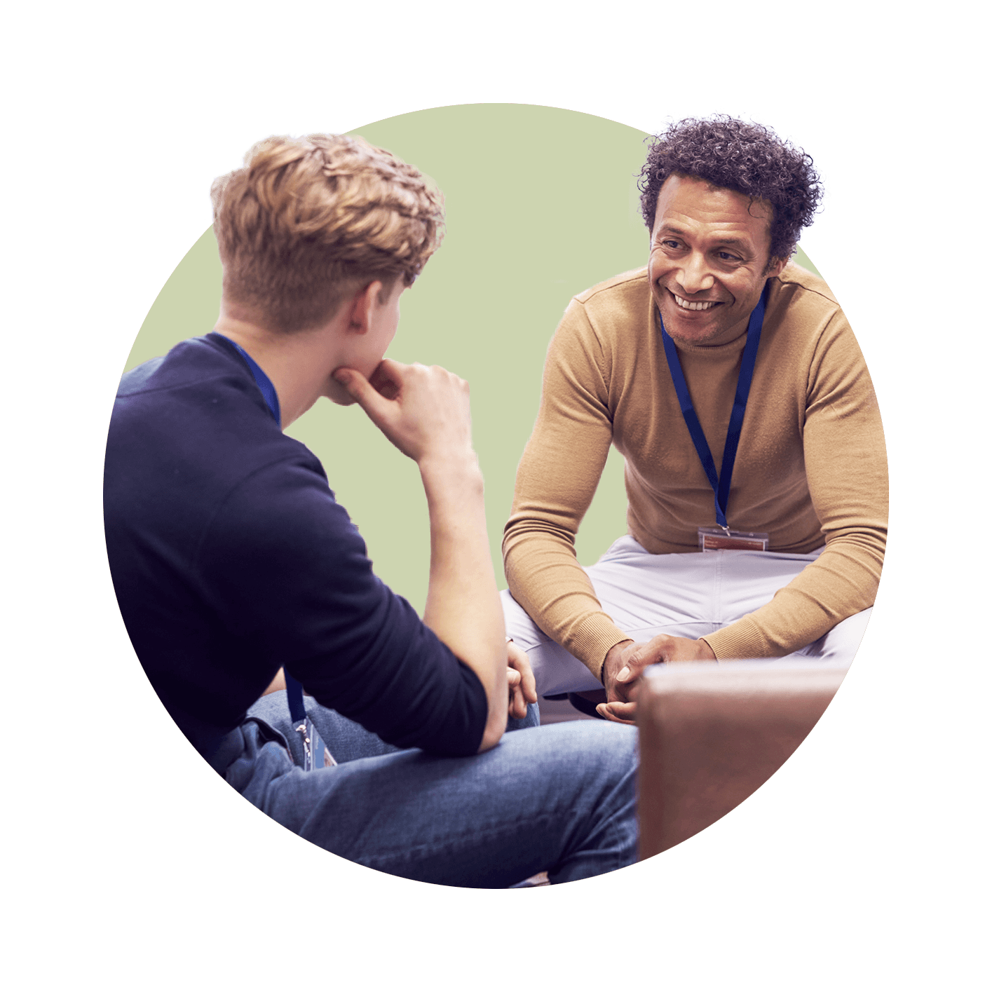 Counsellor and high school student in discussion