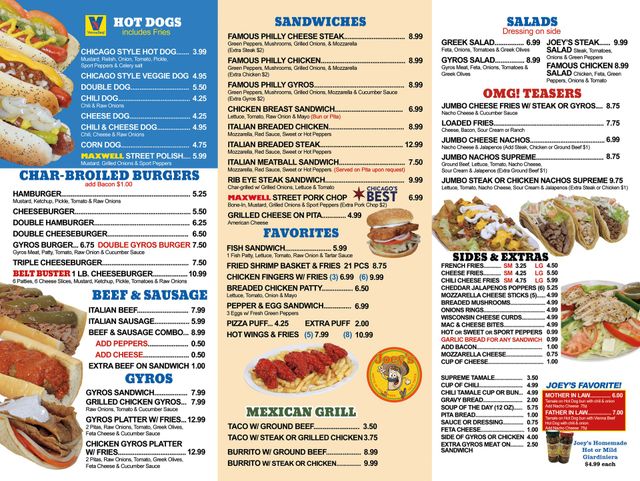 Justice Menu Hot Dogs | Joey's Red Hots
