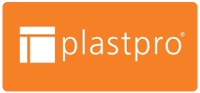Plastpro logo in white on an orange background