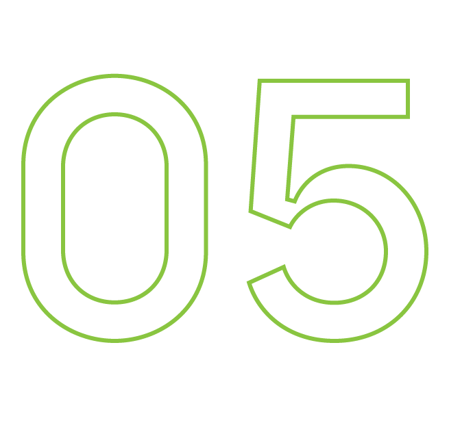 Green outline number 05 on a white background