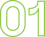 Green outlined “01” on a white background.