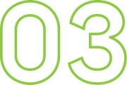 Green outlined number 03 on a white background