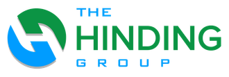 The Hinding Group logo in blue and green with stylized circular icon and text