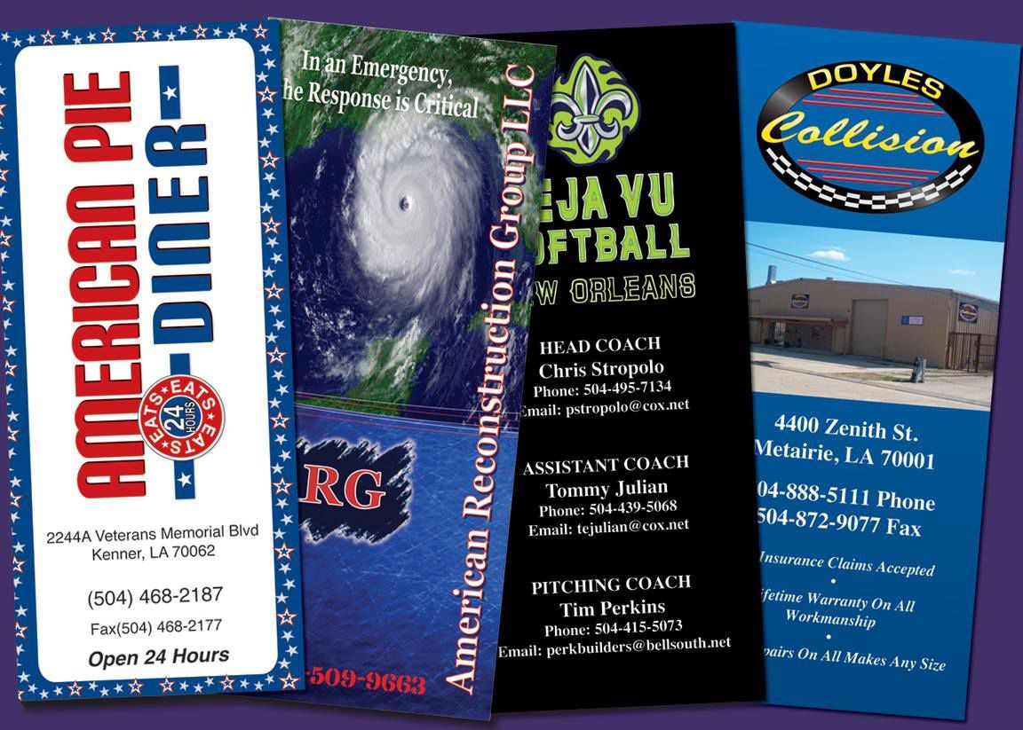A bunch of flyers including one for an american pie diner