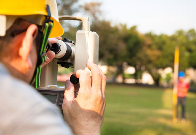 land survey in sunny weather