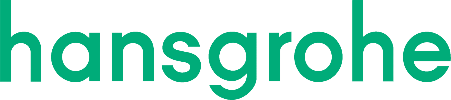 The logo for hansgrohe is green and white on a white background.