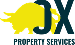 A logo for jx property services with a bull on it