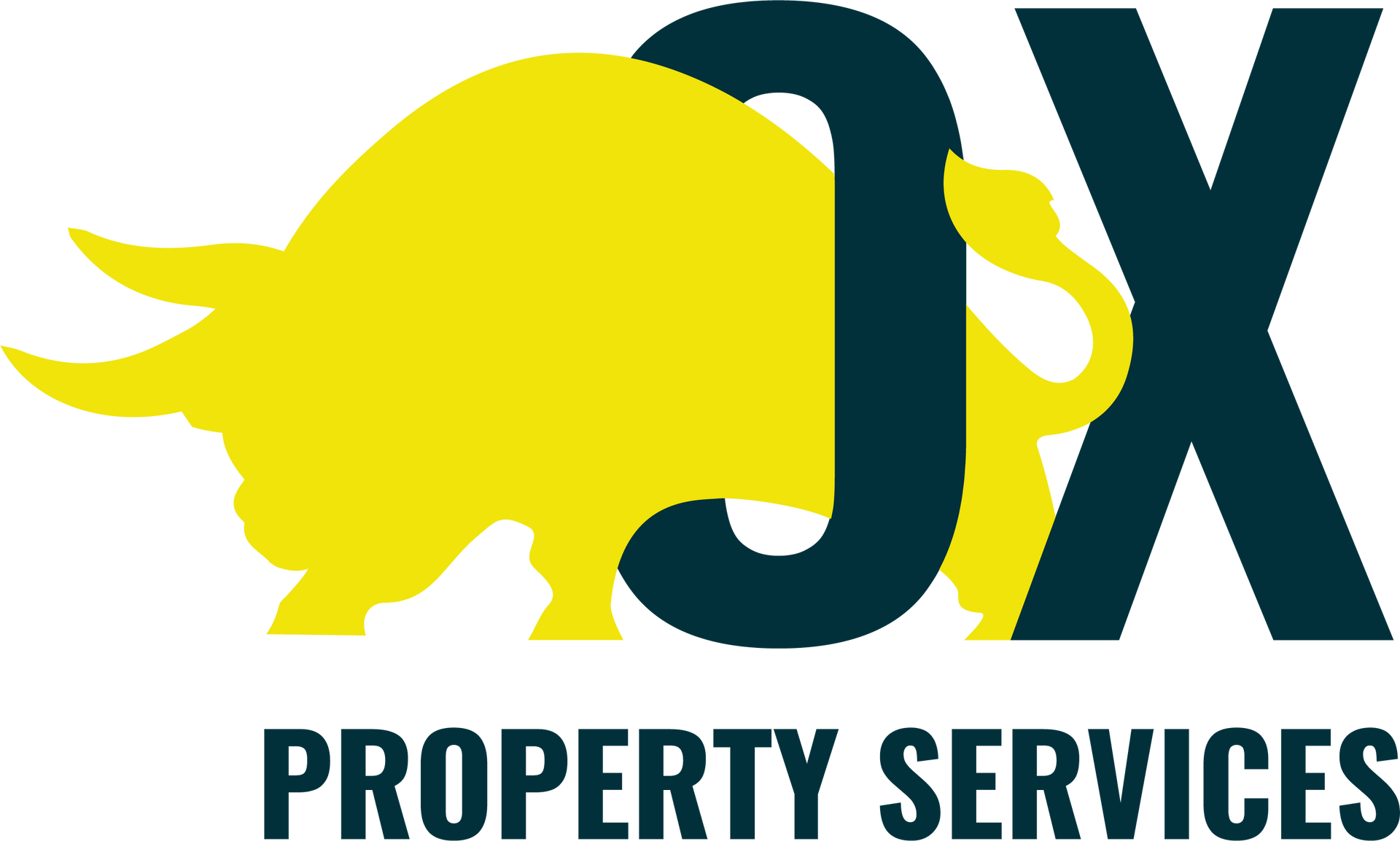 A logo for jx property services with a bull on it