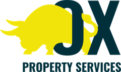 A logo for jx property services with a bull on it