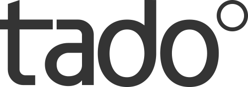 A black and white logo for tado on a white background.