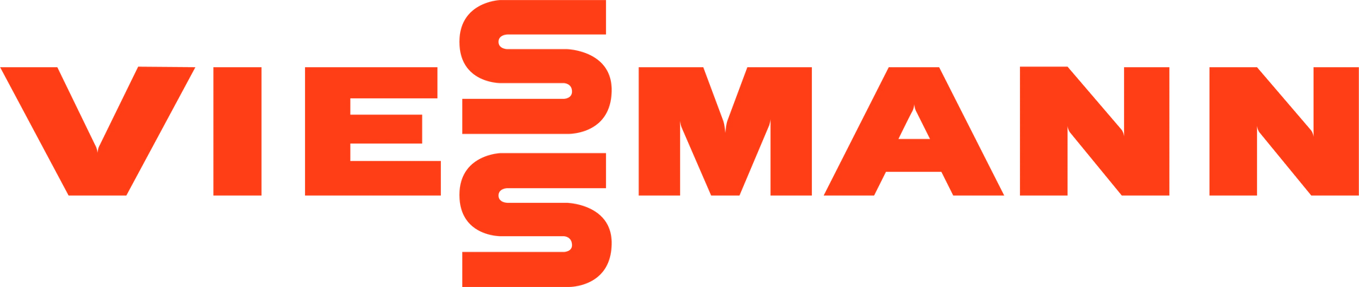 A red and white logo for viezmann on a white background