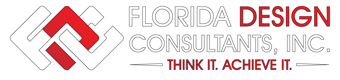 Logo: Florida Design Consultants, Inc. with interlocking geometric shapes in red and white. 