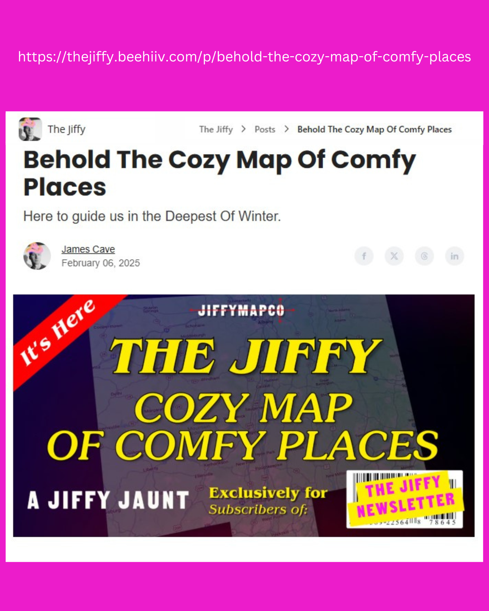 The Jiffy, James Cave, Cozy Map of Columbia County