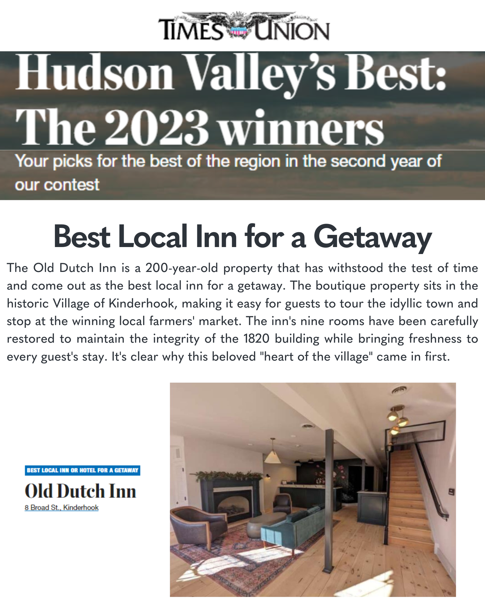 Stories | Old Dutch Inn | In the News