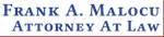 Frank A. Malocu Attorney at Law. Dark blue text on white, within a red border.
