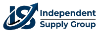Independent Supply Group logo with blue stylized arrows and navy text on a white background