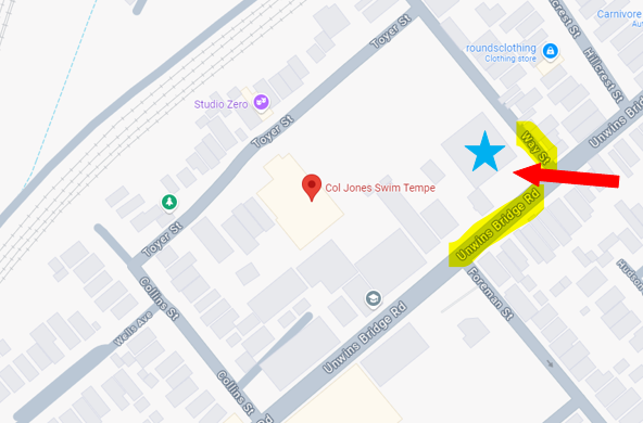 Map with a red pin for 
