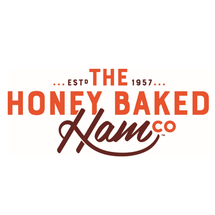 Honey Baked Ham Co. logo, text in red and brown, 