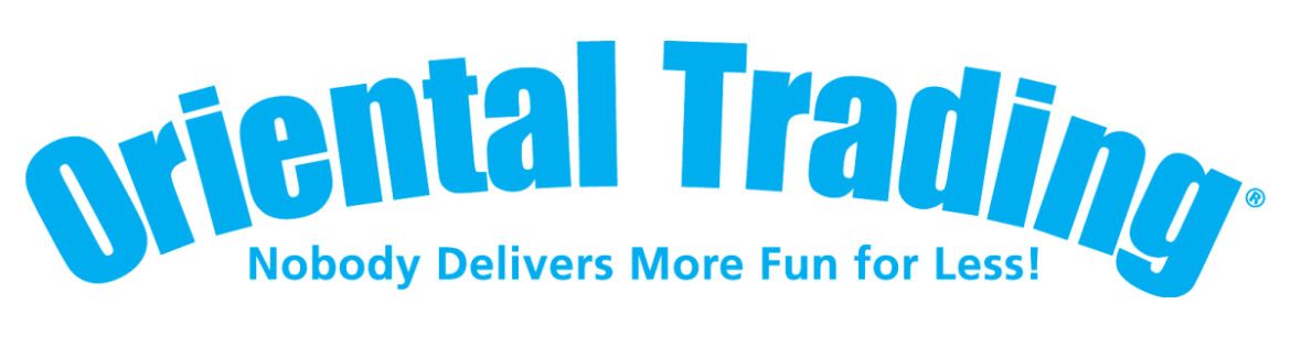 Oriental Trading logo, blue text on white.