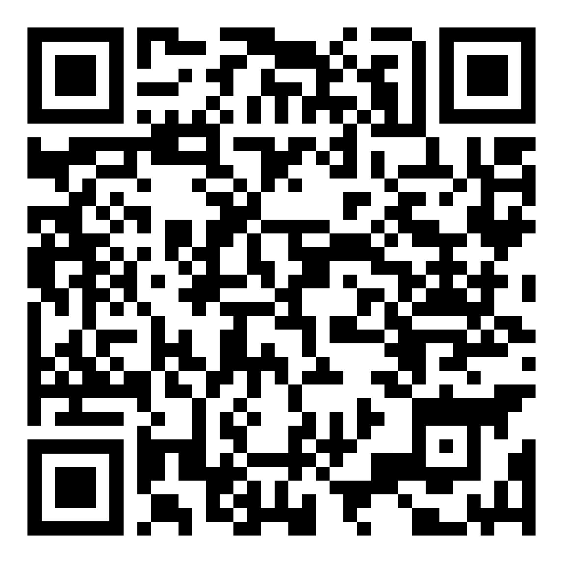 QR code with a black and white pattern for digital scanning.
